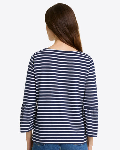 Draper James Nassau Navy Corey Bell Sleeve Top in Navy Mariner Stripe