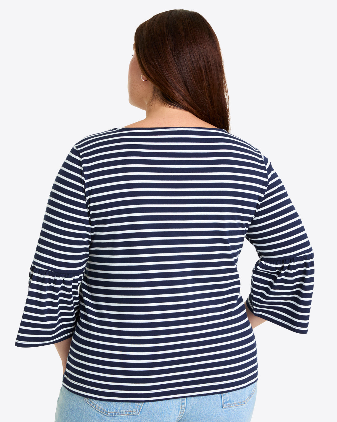 Draper James Nassau Navy Corey Bell Sleeve Top in Navy Mariner Stripe