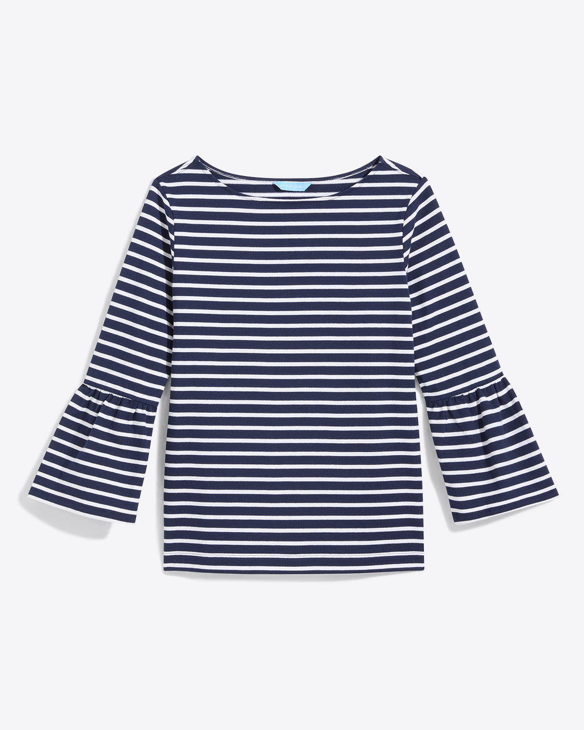 Draper James Nassau Navy Corey Bell Sleeve Top in Navy Mariner Stripe