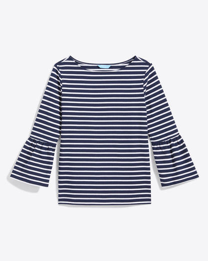 Draper James Nassau Navy Corey Bell Sleeve Top in Navy Mariner Stripe