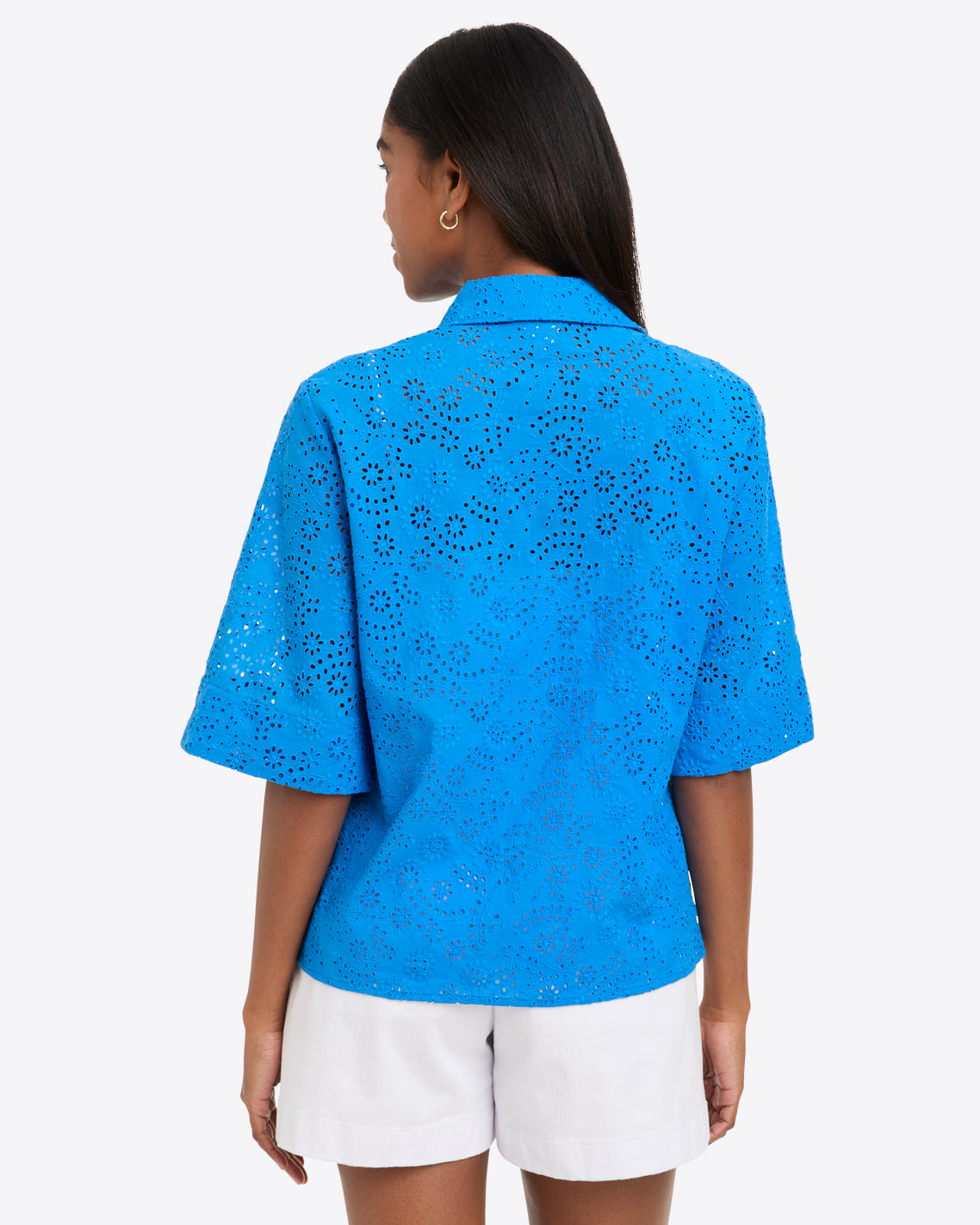 Draper James French Blue Eyelet Evelyn Top in Eyelet