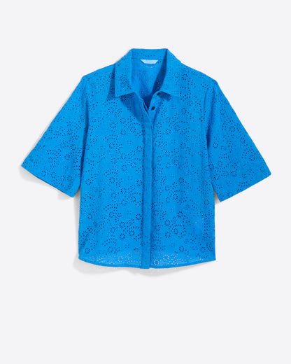 Draper James French Blue Eyelet Evelyn Top in Eyelet