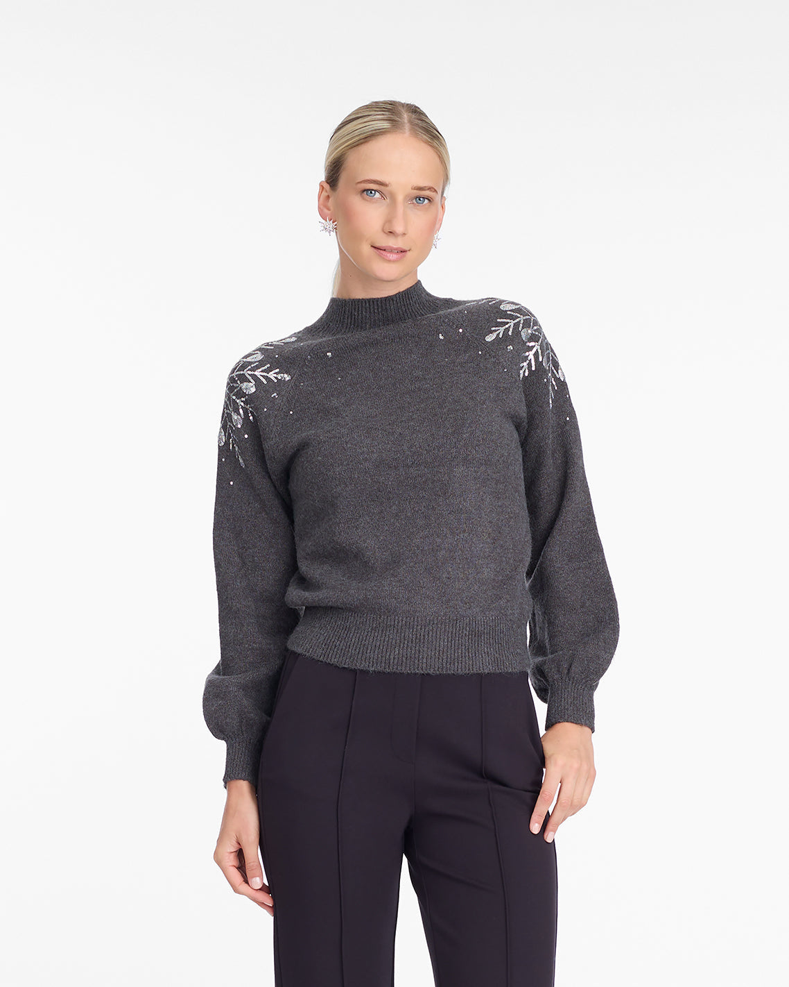 Draper James Grey Snowflake Sweater