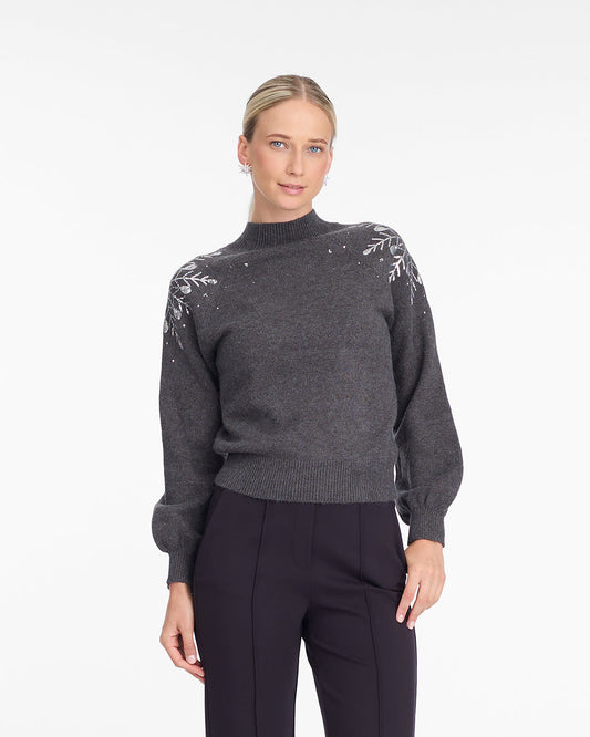Draper James Grey Snowflake Sweater