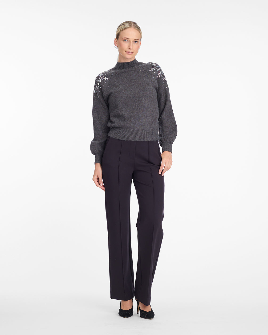 Draper James Grey Snowflake Sweater