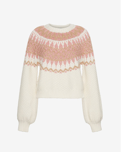 Draper James Magnolia White Multi Fairisle Sweater in Magnolia White Multi