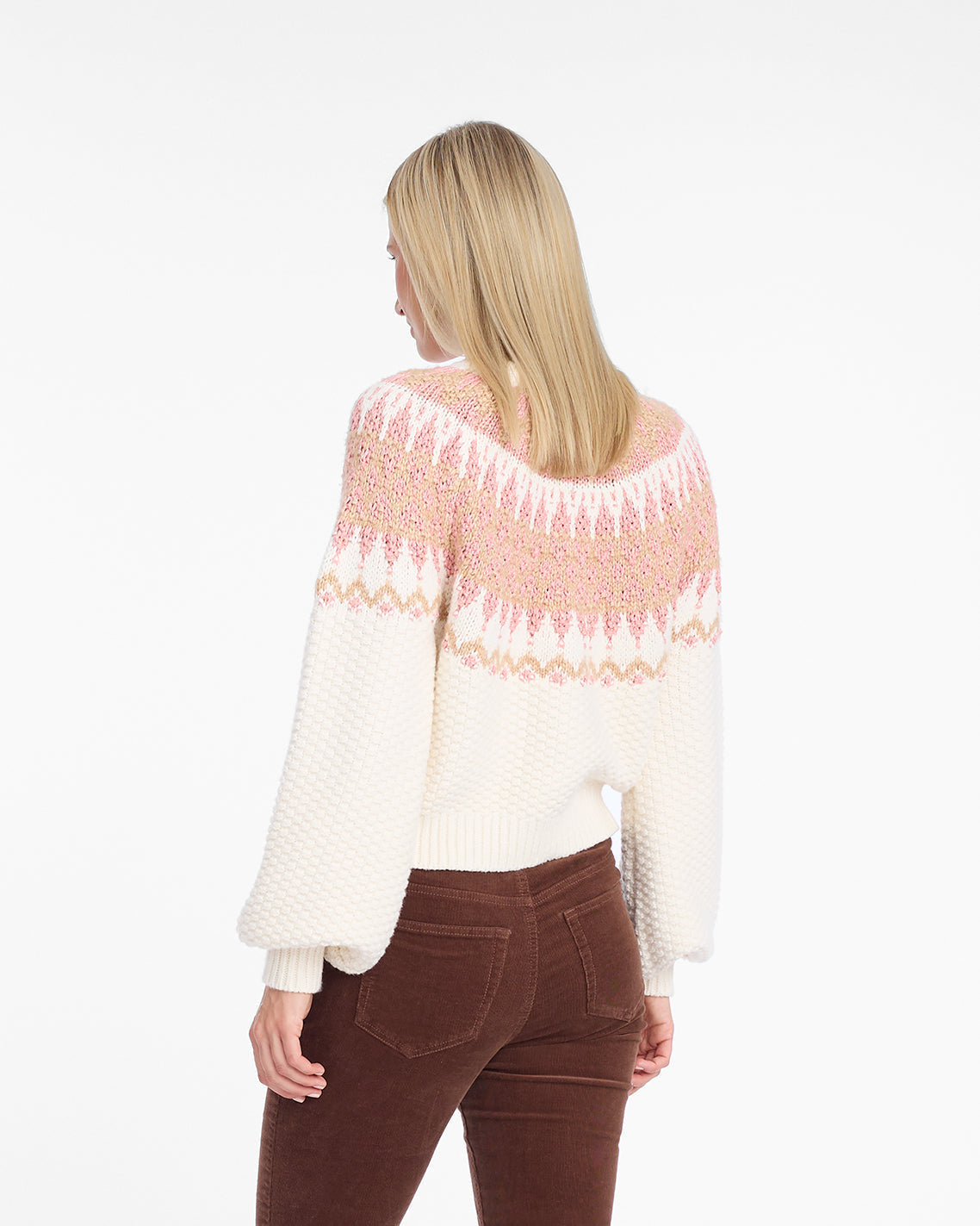 Draper James Magnolia White Multi Fairisle Sweater in Magnolia White Multi