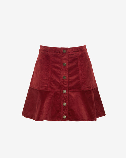 Draper James Red Button Front Corduroy Skirt
