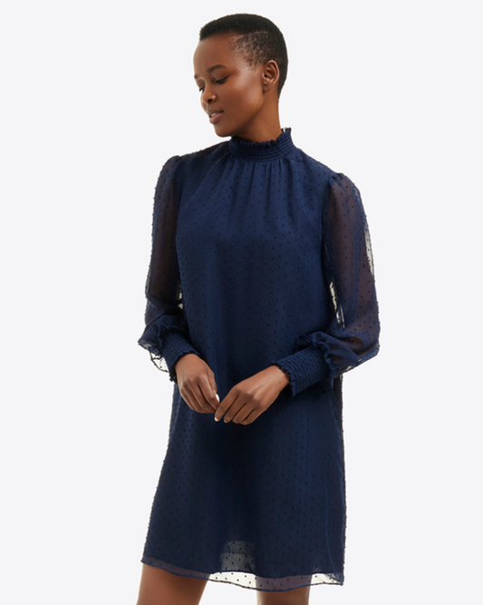 Draper James Nassau Navy Lindsay Long Sleeve Mini Dress