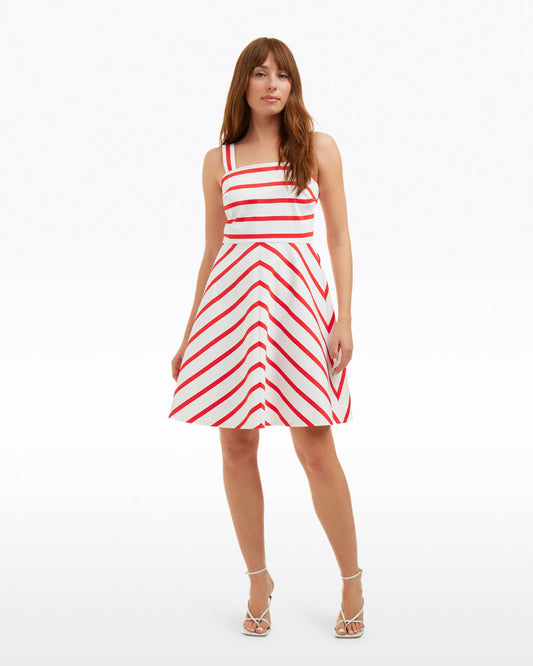 Draper James Wentworth Stripe Zoe Love Circle Dress in Red Wentworth Stripe
