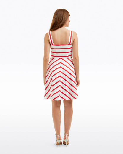 Draper James Wentworth Stripe Zoe Love Circle Dress in Red Wentworth Stripe