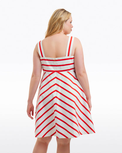 Draper James Wentworth Stripe Zoe Love Circle Dress in Red Wentworth Stripe
