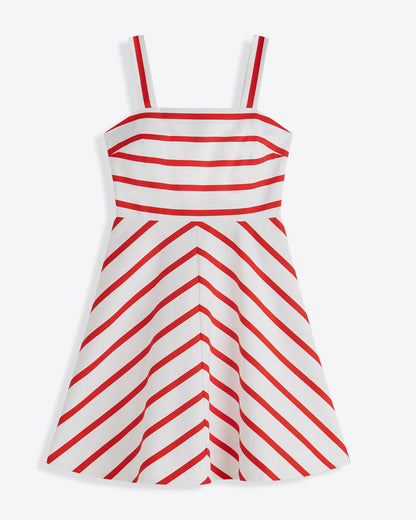 Draper James Wentworth Stripe Zoe Love Circle Dress in Red Wentworth Stripe