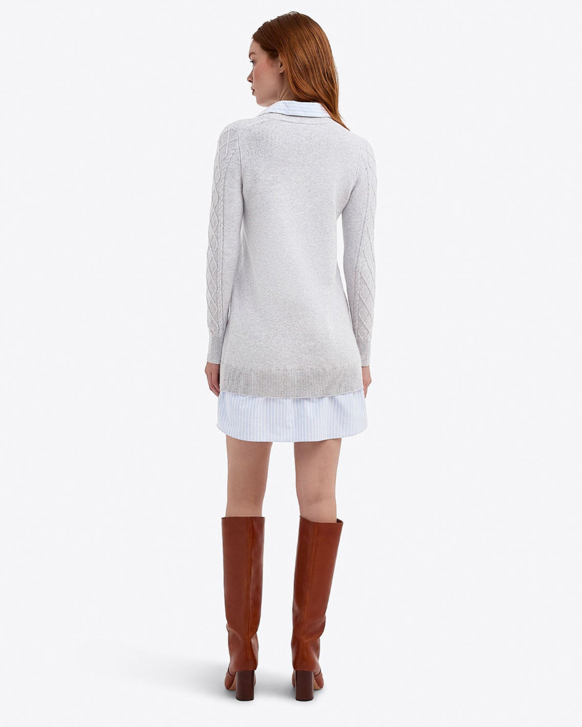 Draper James Grey Collared Combo Sweaterdress