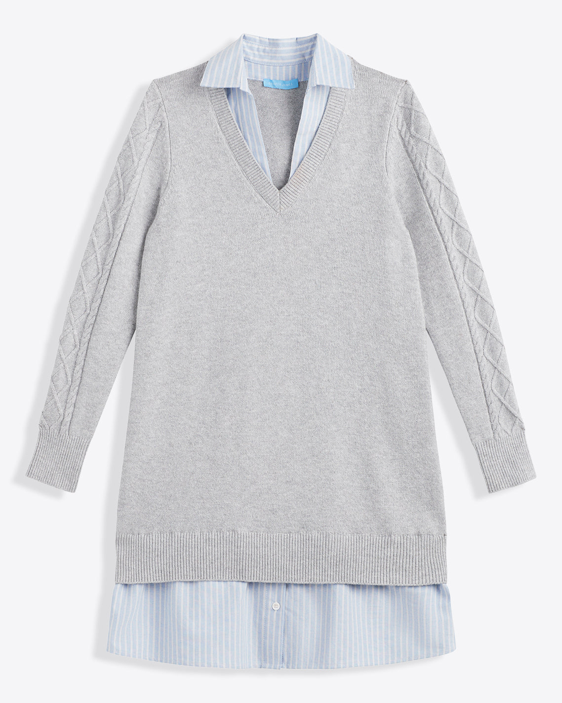 Draper James Grey Collared Combo Sweaterdress