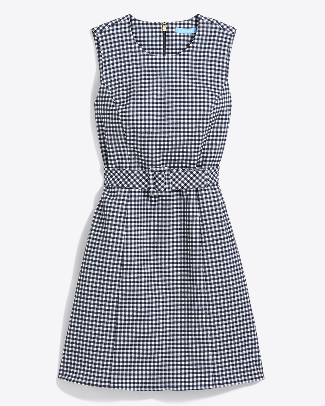 Draper James Black Gingham Sadie Belted Shift Dress in Textured Gingham