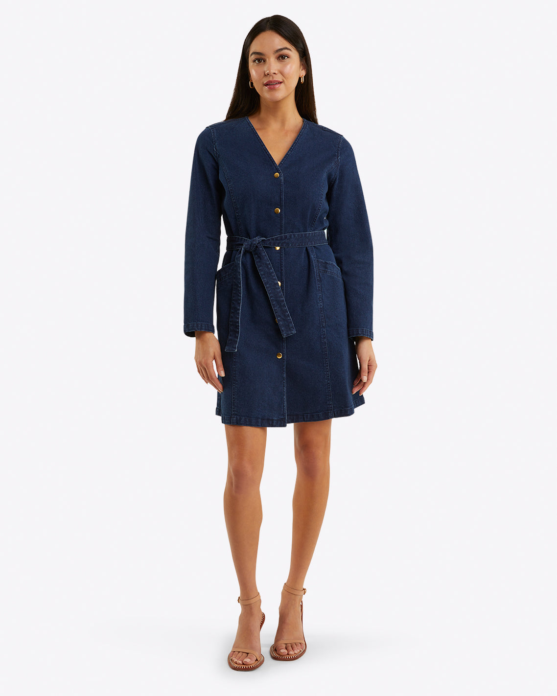 Draper James Dark Wash Colbie Snap Front Dress in Denim