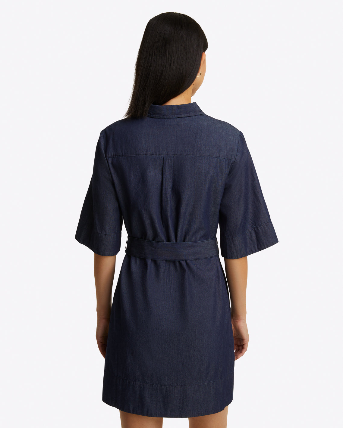 Draper James Dark Wash Chambray Riley Mini Shirtdress in Chambray