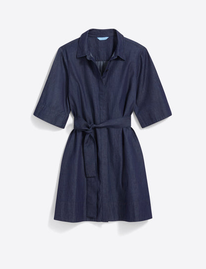 Draper James Dark Wash Chambray Riley Mini Shirtdress in Chambray