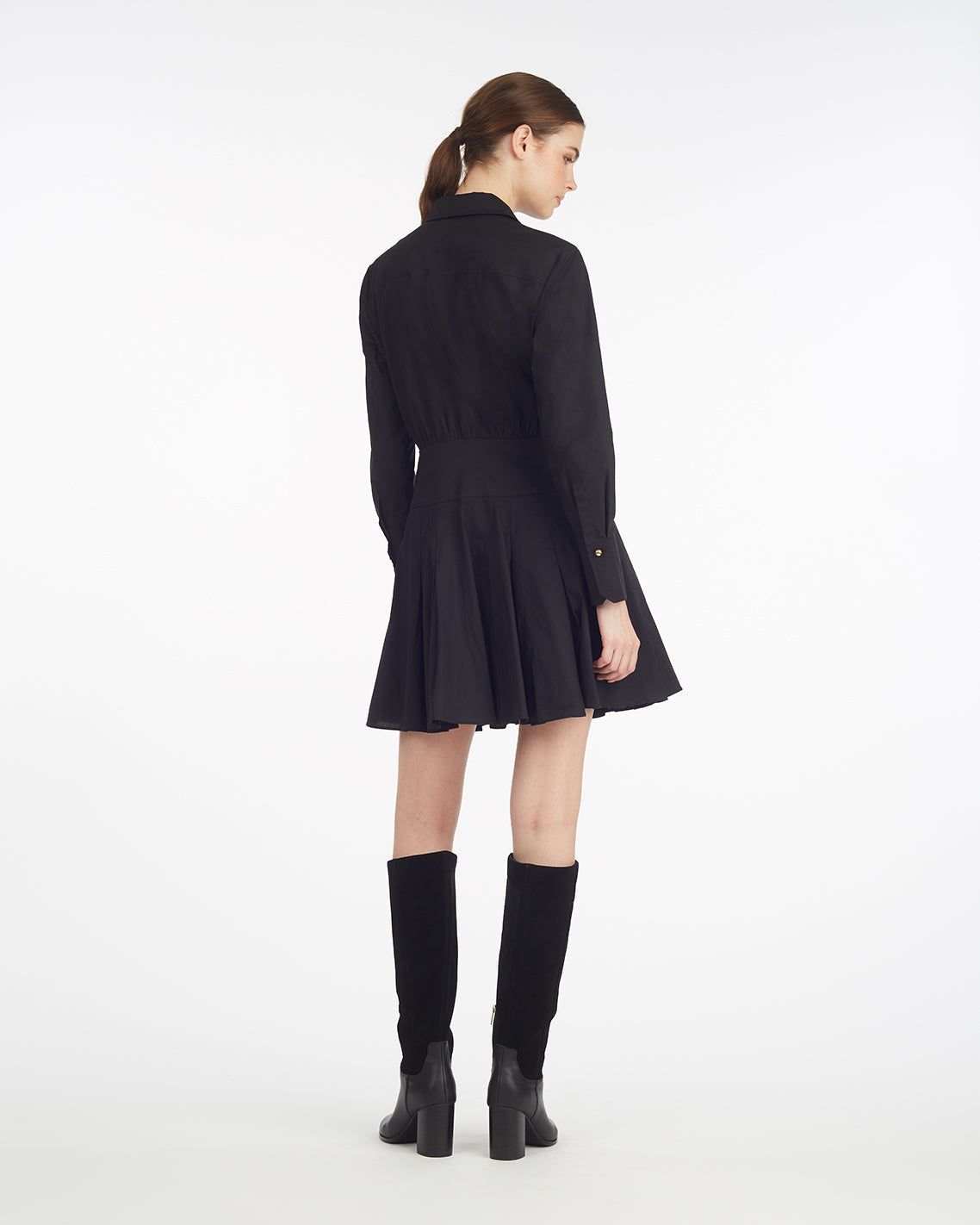 Draper James Belle Meade Black Mia Mini Dress in Stretch Cotton Poplin