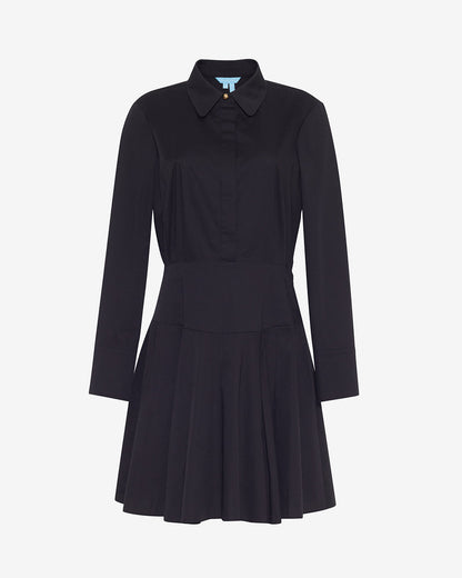 Draper James Belle Meade Black Mia Mini Dress in Stretch Cotton Poplin