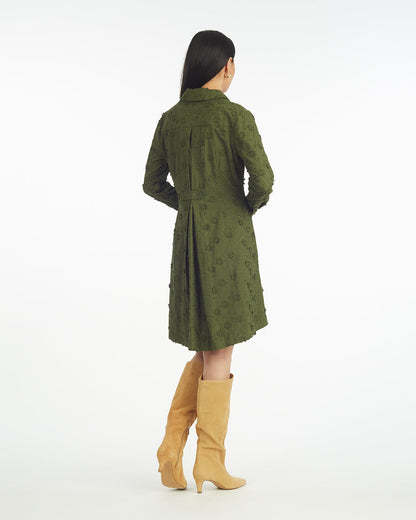 Draper James Olive Embroidered Floral Layla Shirtdress in Olive Embroidered Floral