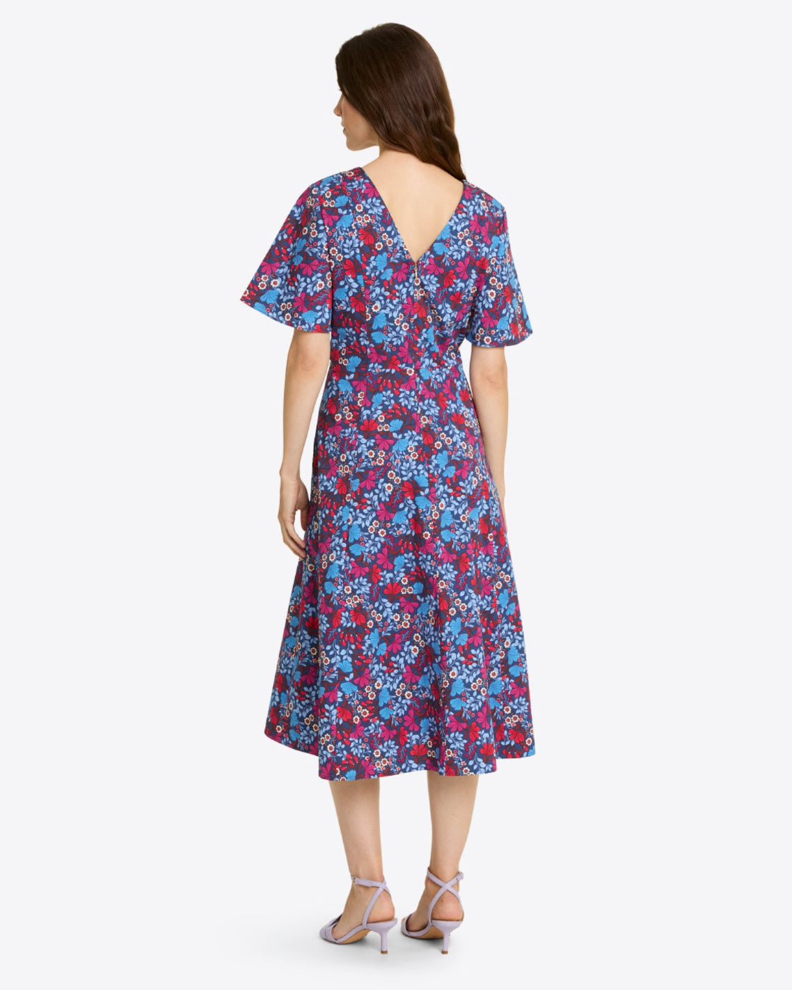 Draper James Coneflowers Vivienne Love Circle Midi Dress in Stretch Poplin