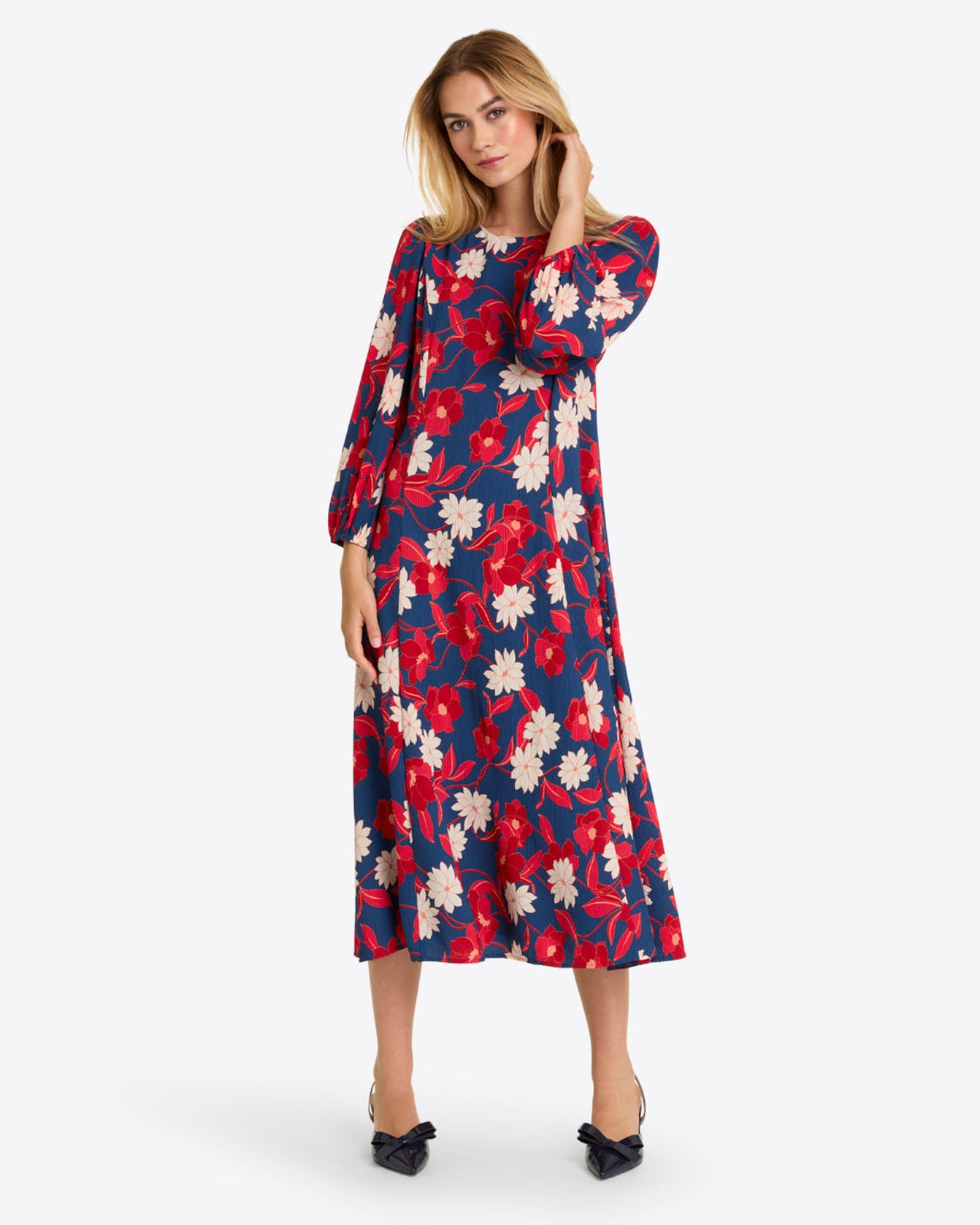 Draper James Nassau navy multi blossom Matilda Midi Dress
