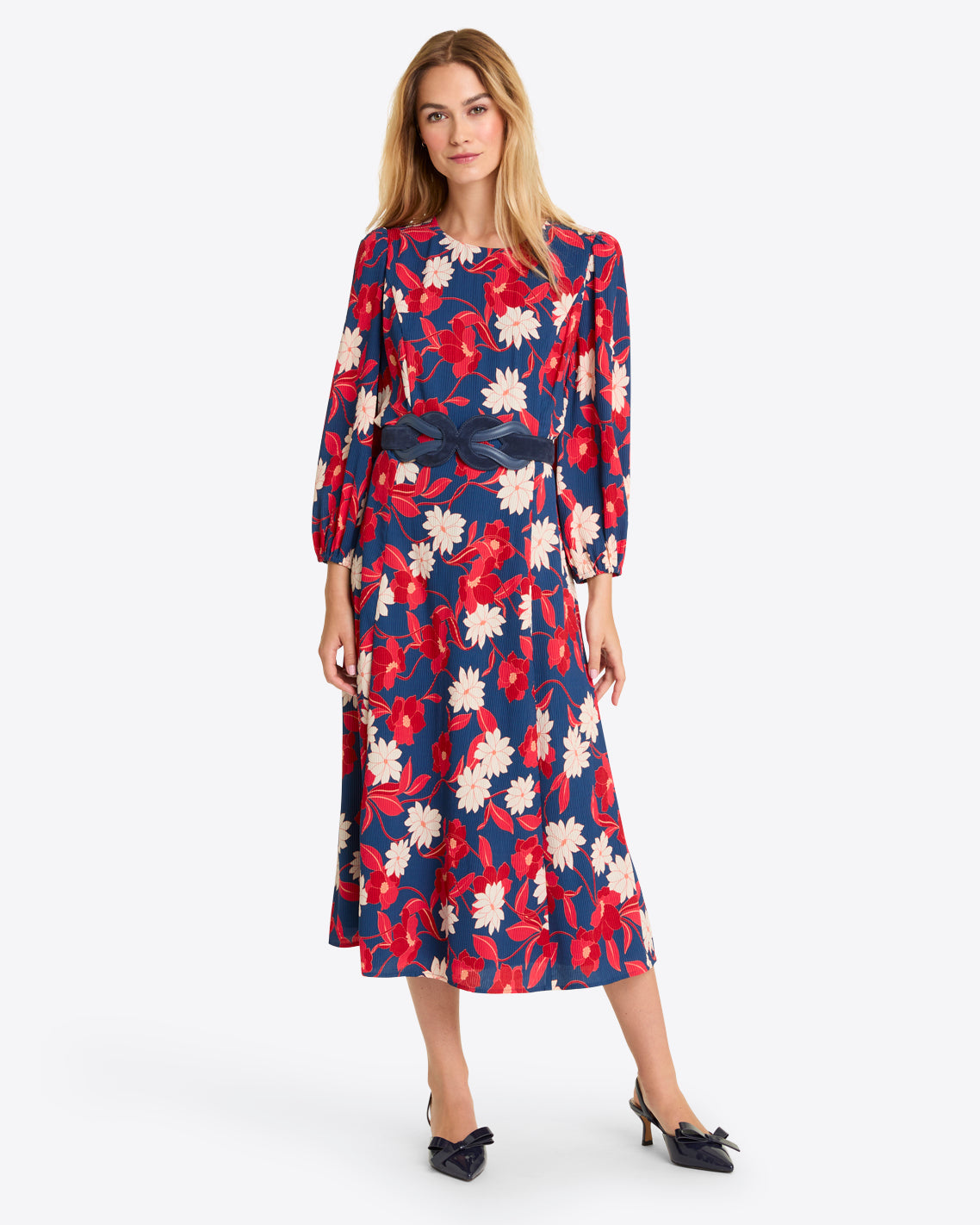 Draper James Nassau navy multi blossom Matilda Midi Dress