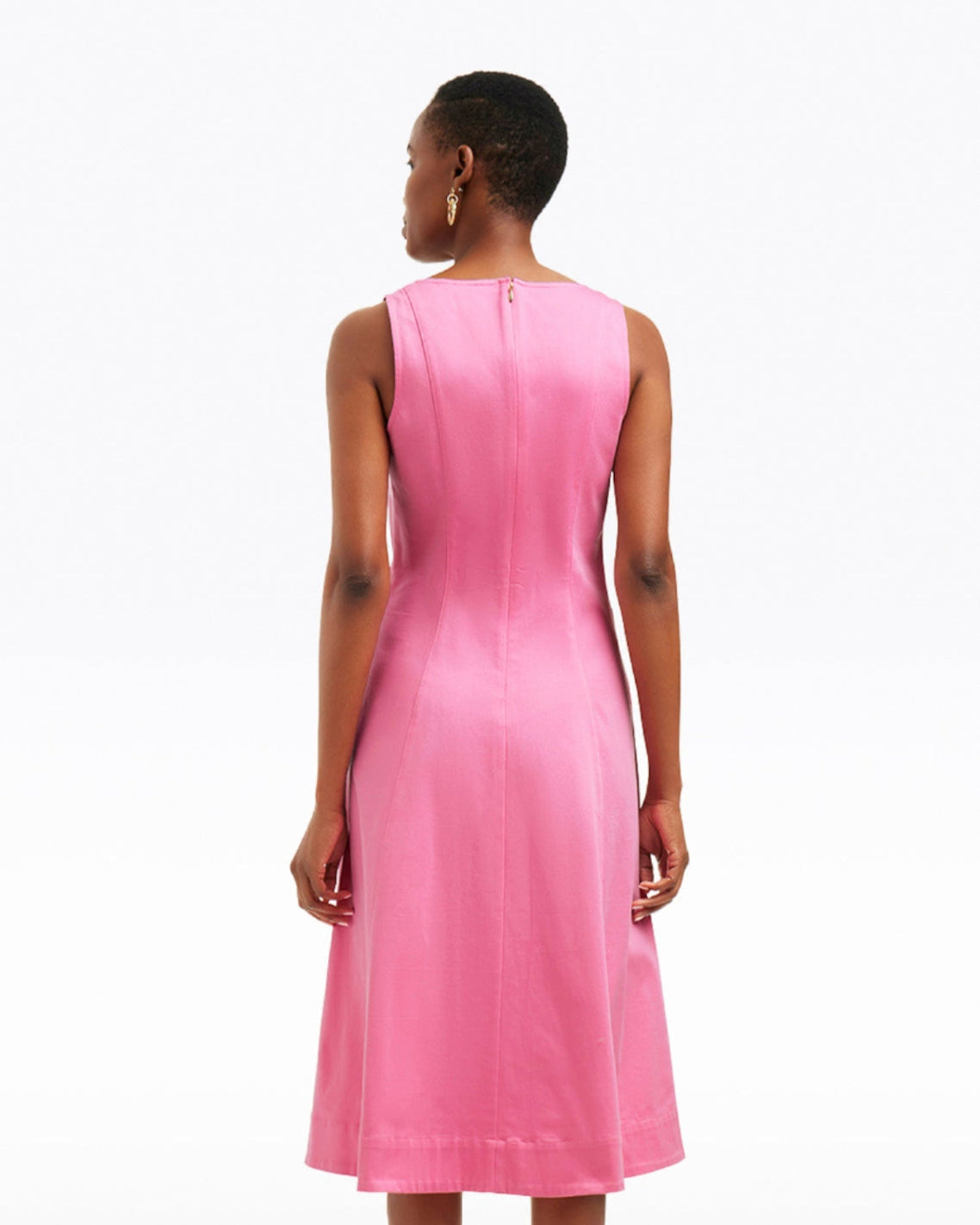 Draper James Pink Genevieve Square Neck Sleeveless Midi Dress