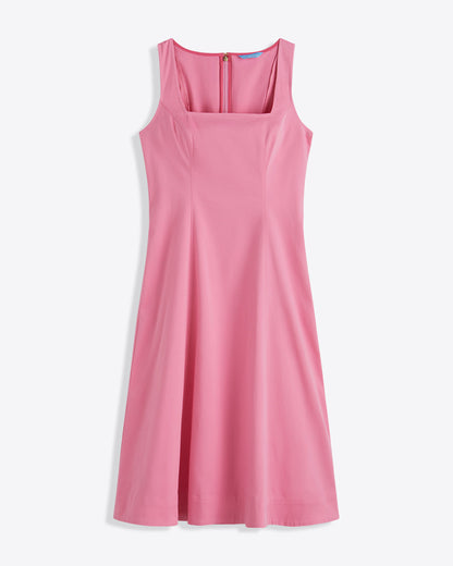 Draper James Pink Genevieve Square Neck Sleeveless Midi Dress