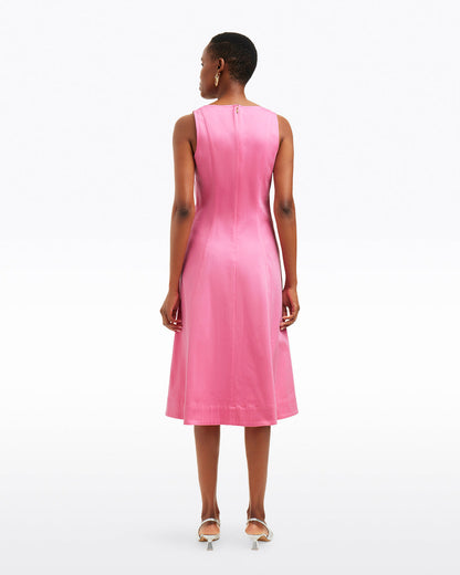 Draper James Pink Genevieve Square Neck Sleeveless Midi Dress