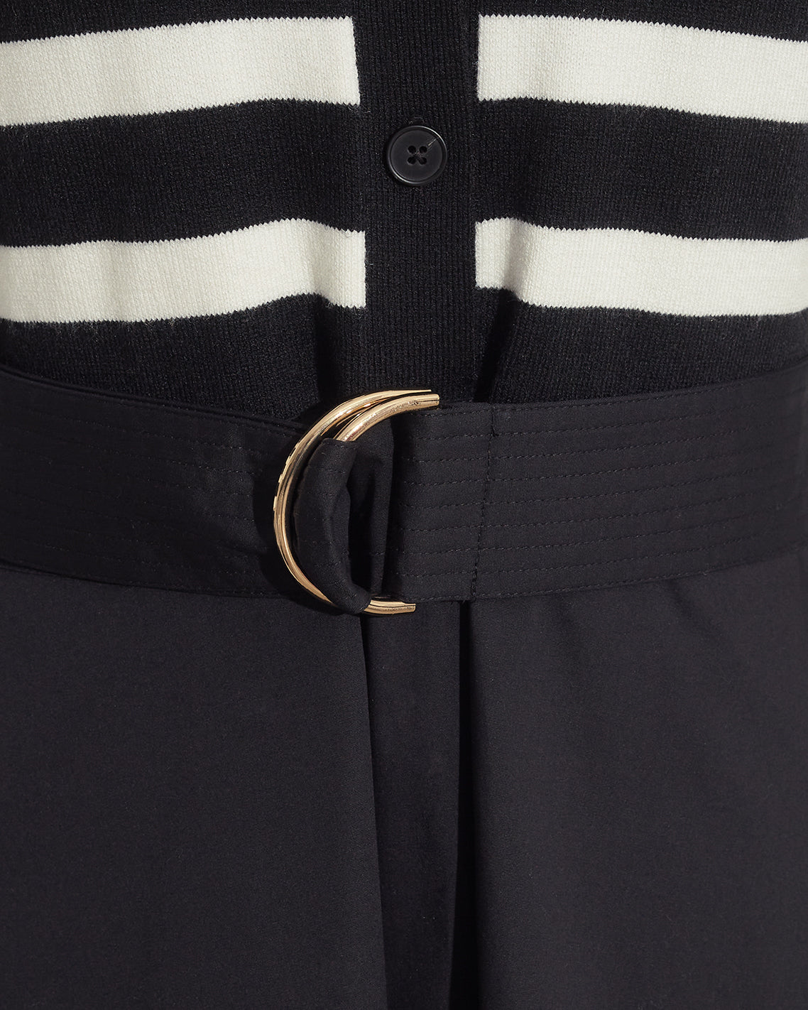 Draper James Belle Meade Black Darcy Mixed Media Dress in Black Stripe