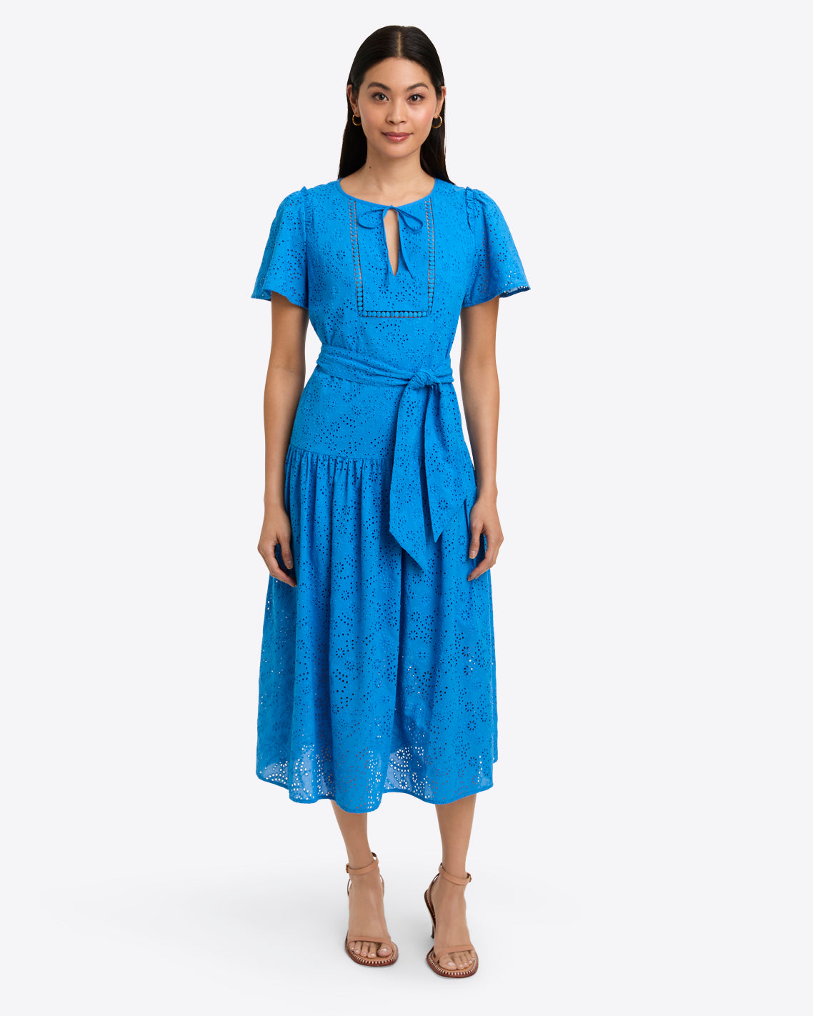 Draper James French Blue Eyelet Mia Midi Dress in Eyelet