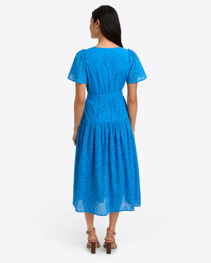 Draper James French Blue Eyelet Mia Midi Dress in Eyelet