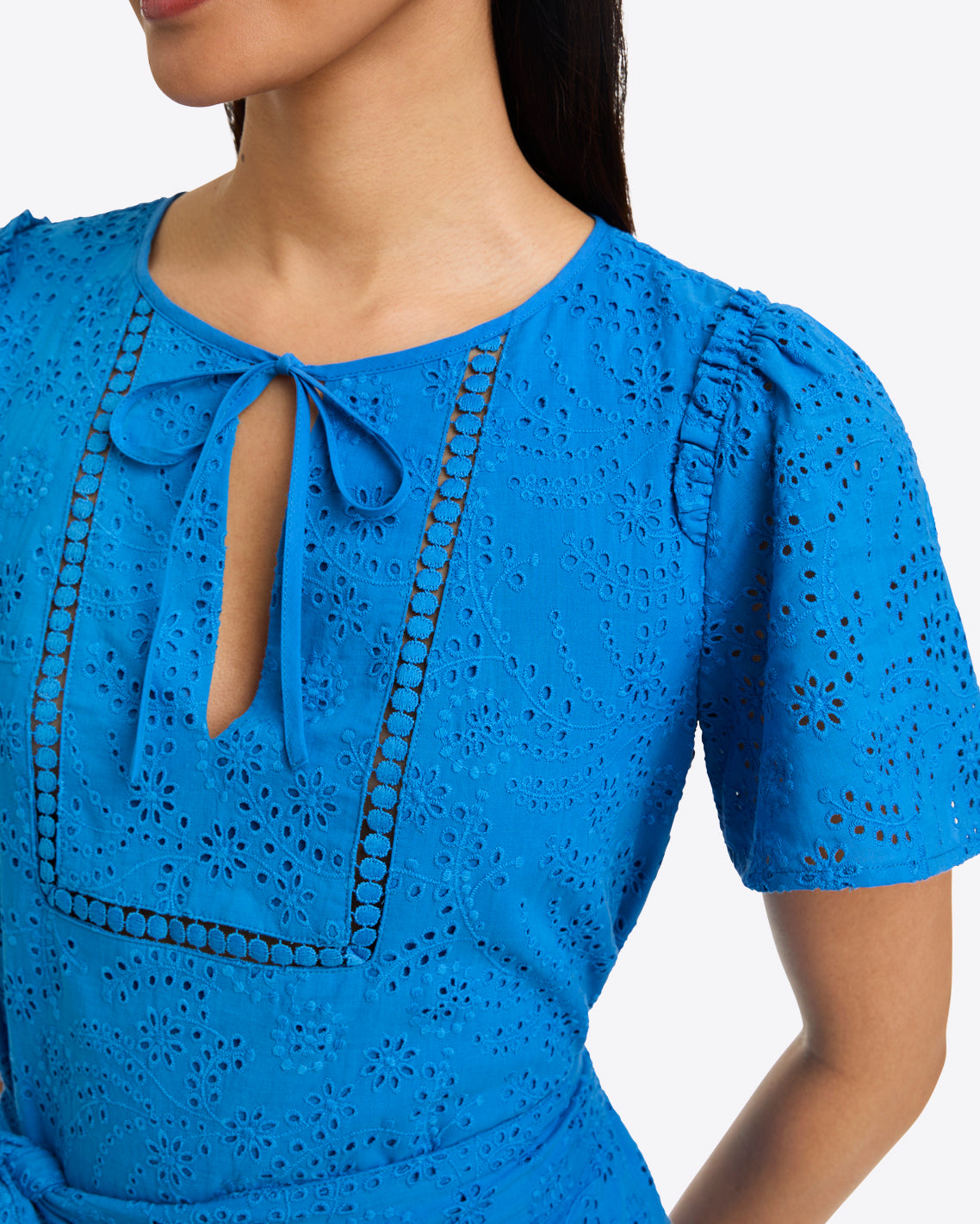 Draper James French Blue Eyelet Mia Midi Dress in Eyelet