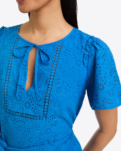 Draper James French Blue Eyelet Mia Midi Dress in Eyelet