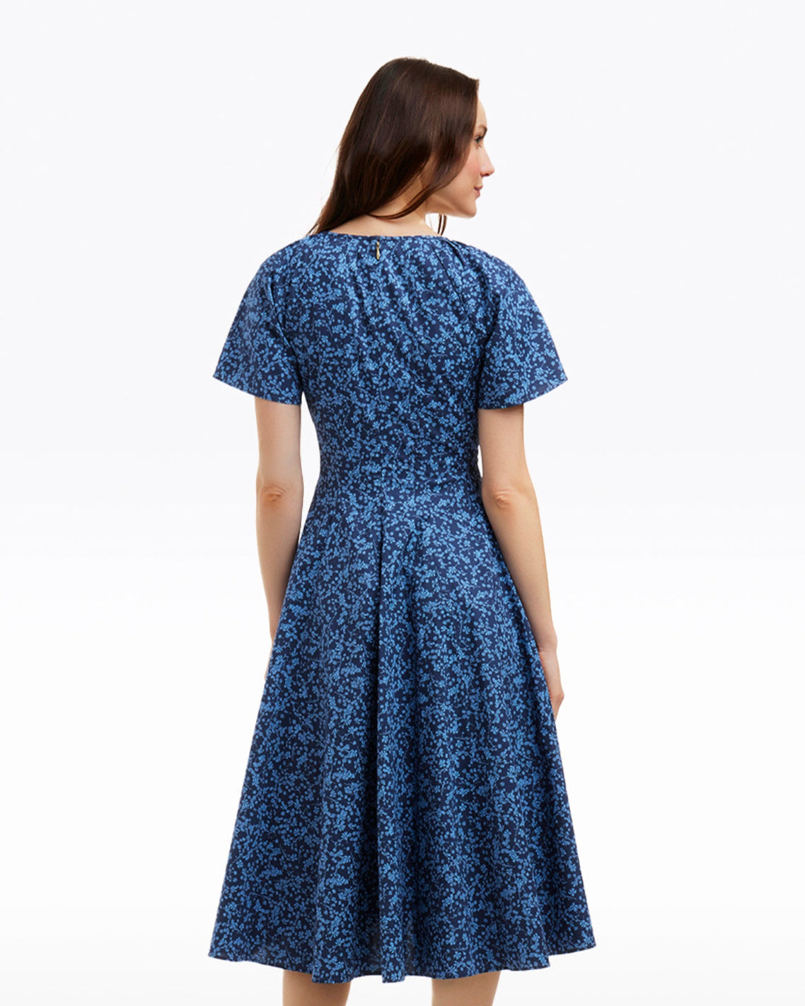 Draper James Ribbon Floral Caitlyn Square Neck Midi Dress in Ribbon Floral