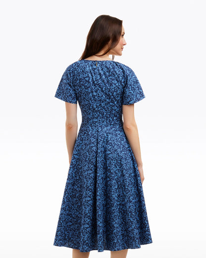 Draper James Ribbon Floral Caitlyn Square Neck Midi Dress in Ribbon Floral
