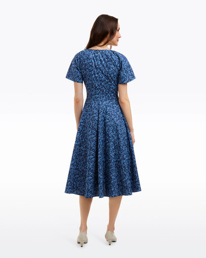 Draper James Ribbon Floral Caitlyn Square Neck Midi Dress in Ribbon Floral
