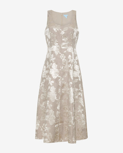 Draper James Gold Delia Midi Dress in Jacquard