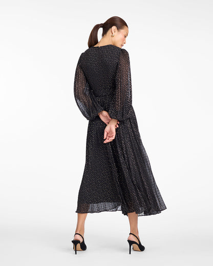 Draper James Foil Dot Maybelle Belted Midi Dress in Foil Dot