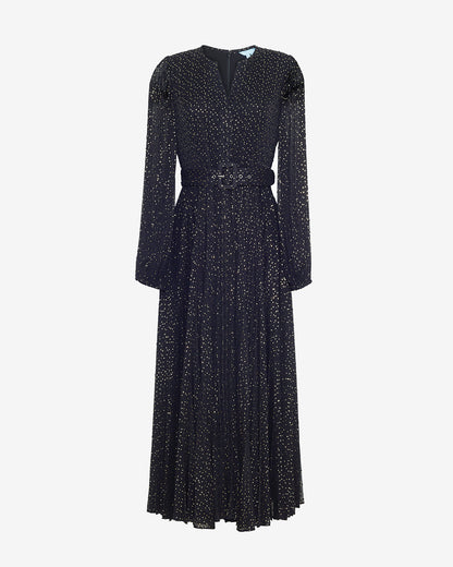 Draper James Foil Dot Maybelle Belted Midi Dress in Foil Dot