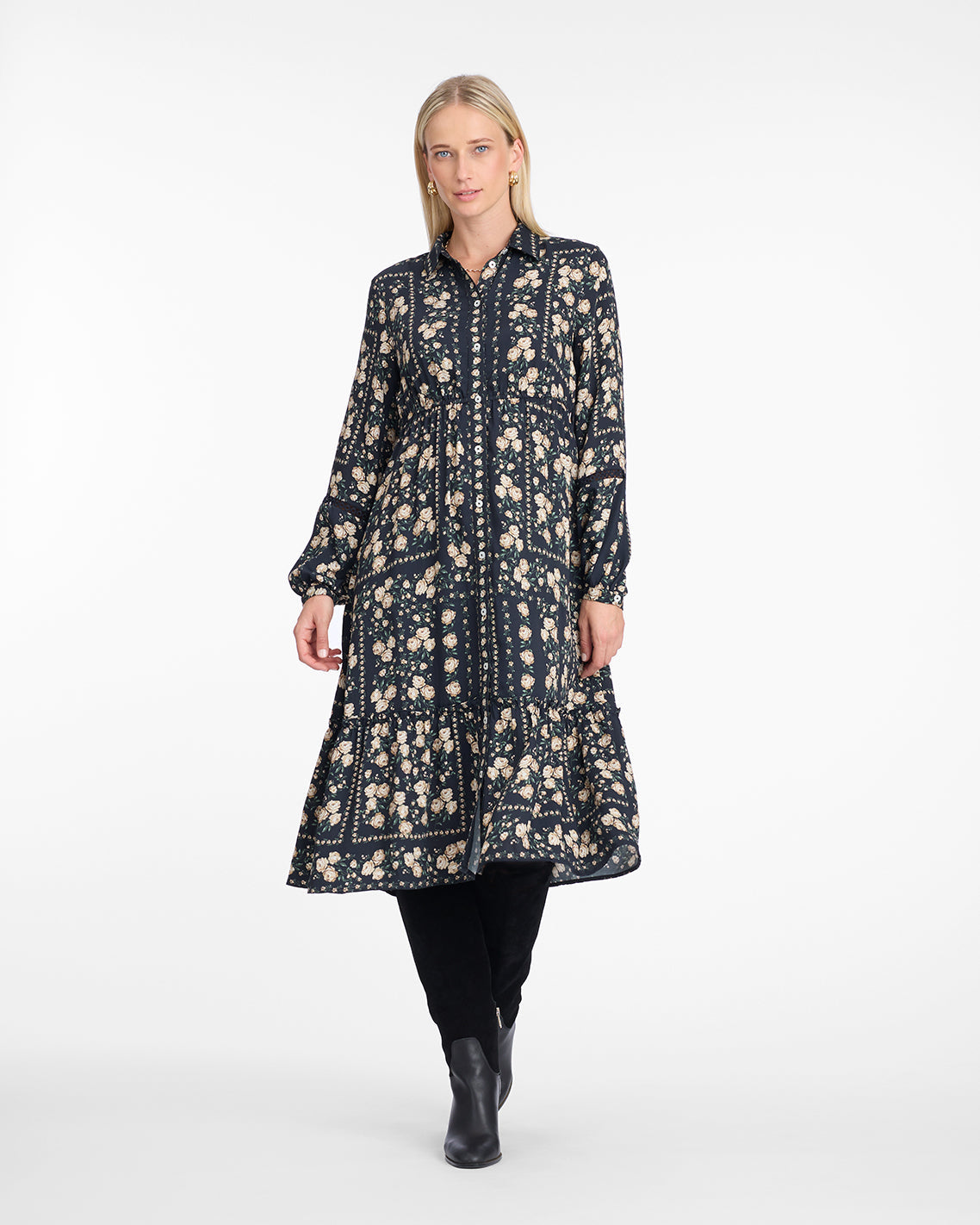 Draper James Wallpaper Floral Beverly Midi Dress in Wallpaper Floral