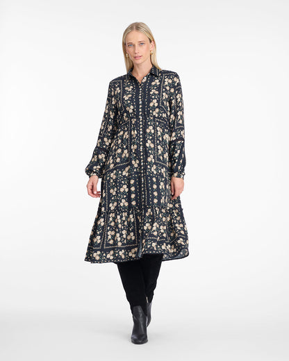 Draper James Wallpaper Floral Beverly Midi Dress in Wallpaper Floral