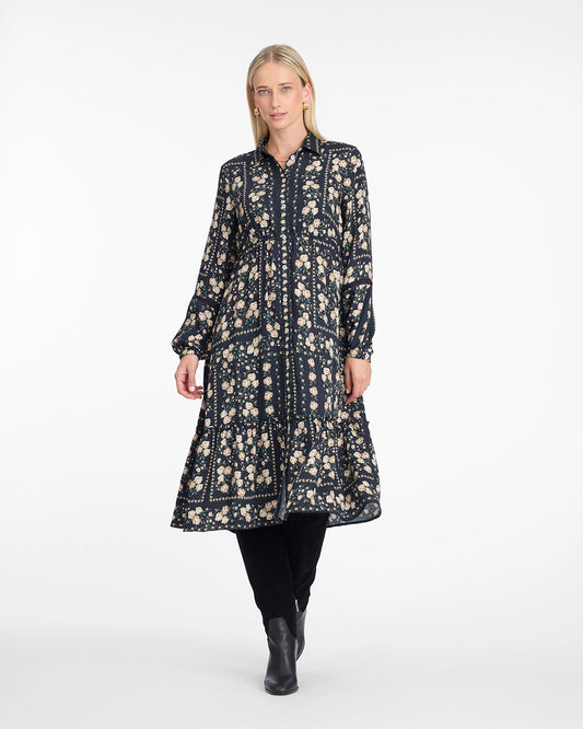 Draper James Wallpaper Floral Beverly Midi Dress in Wallpaper Floral