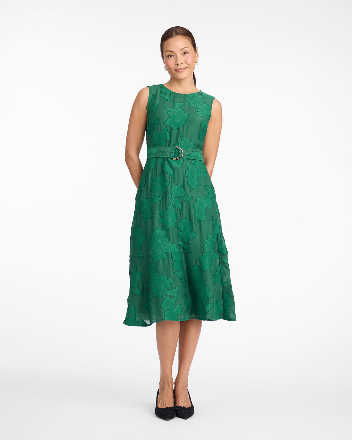 Draper James Green Elliston Midi Dress in Jacquard