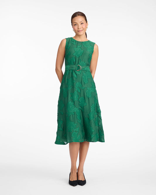 Draper James Green Elliston Midi Dress in Jacquard