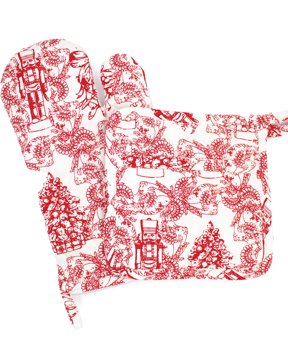 Draper James Multicolor Santa Toile Oven Mitt Set