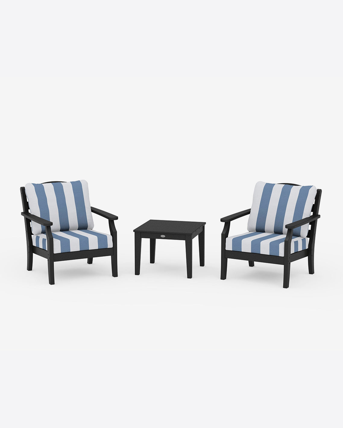 Draper James Black Savannah 3-Piece Seating Set – Cabana Stripe Green
